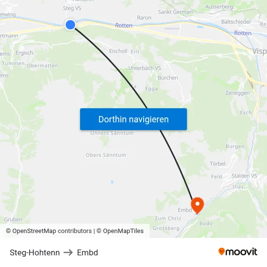 Steg-Hohtenn to Embd map