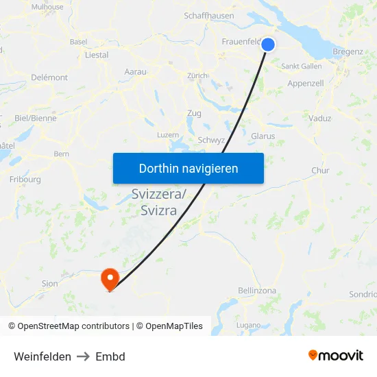 Weinfelden to Embd map