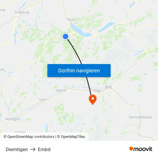 Diemtigen to Embd map