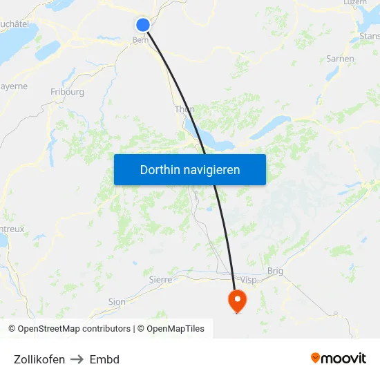 Zollikofen to Embd map