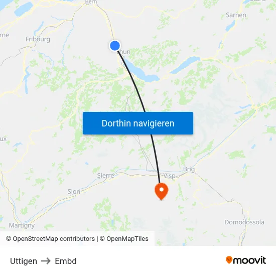 Uttigen to Embd map