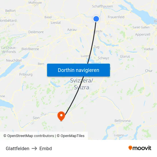 Glattfelden to Embd map