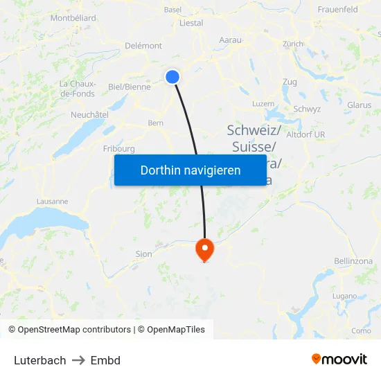 Luterbach to Embd map