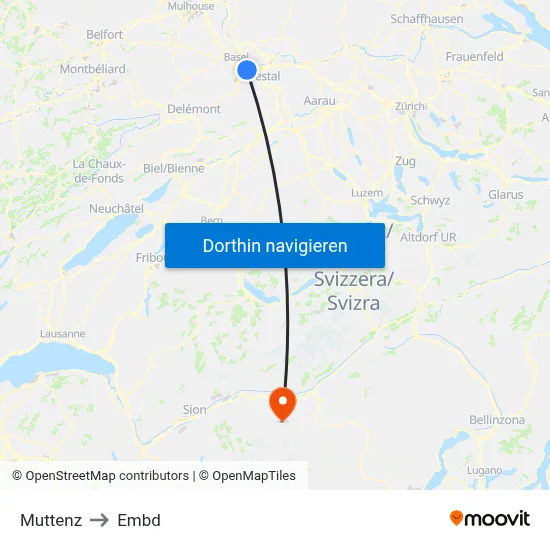 Muttenz to Embd map