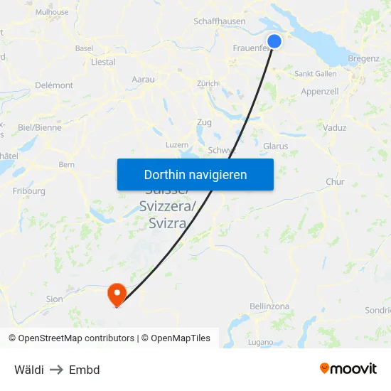 Wäldi to Embd map
