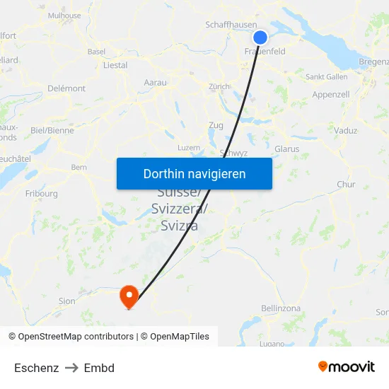 Eschenz to Embd map