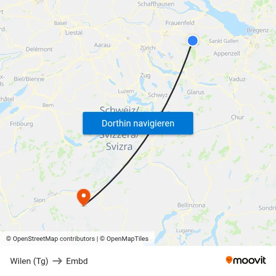 Wilen (Tg) to Embd map