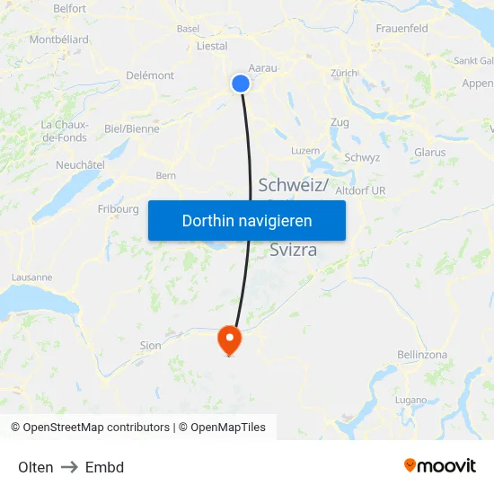 Olten to Embd map
