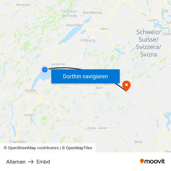 Allaman to Embd map