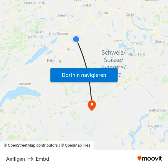 Aefligen to Embd map