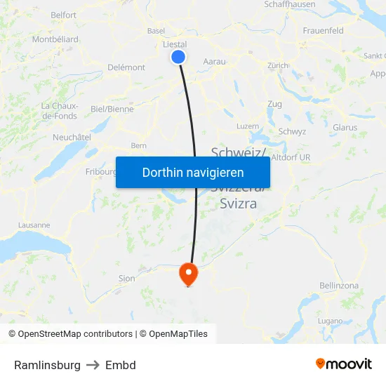 Ramlinsburg to Embd map
