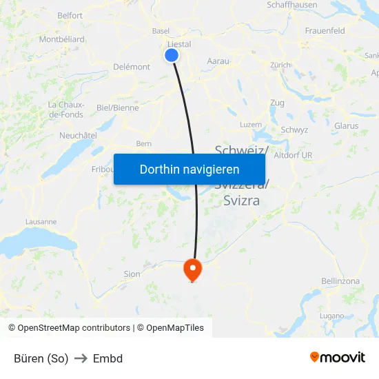 Büren (So) to Embd map