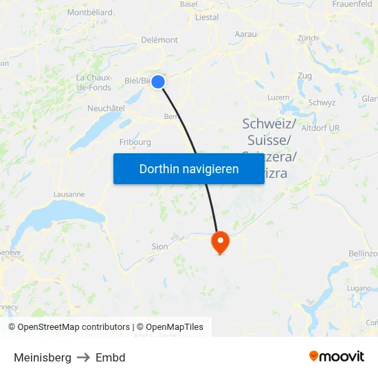 Meinisberg to Embd map
