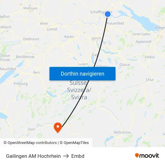 Gailingen AM Hochrhein to Embd map