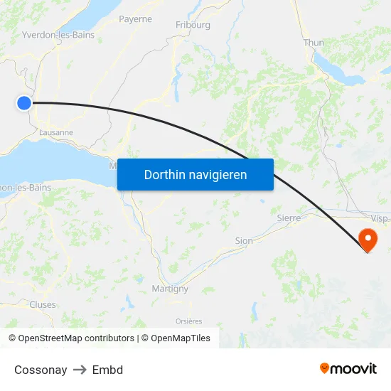 Cossonay to Embd map