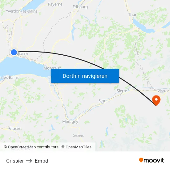 Crissier to Embd map