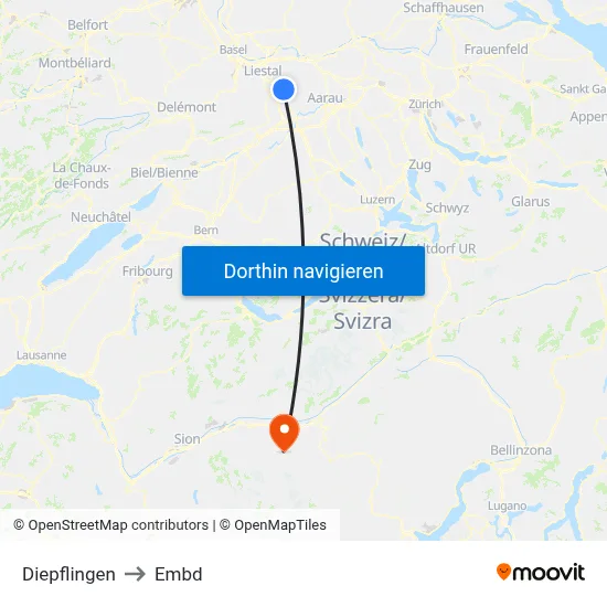 Diepflingen to Embd map