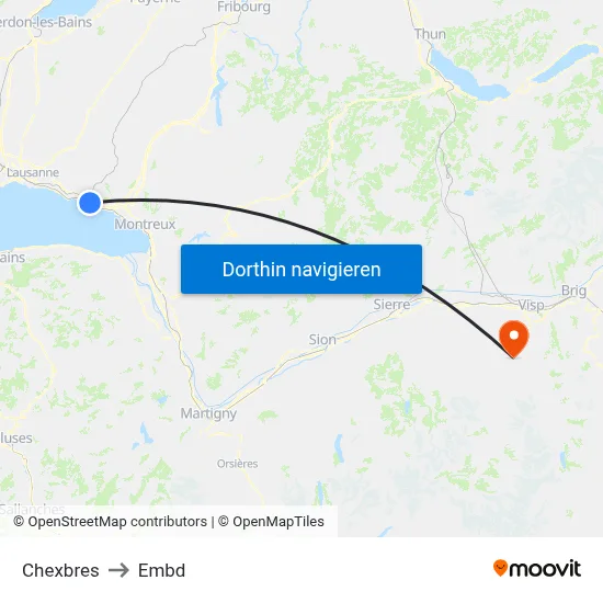 Chexbres to Embd map