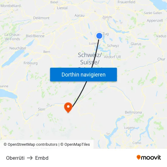 Oberrüti to Embd map
