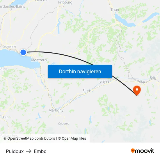 Puidoux to Embd map