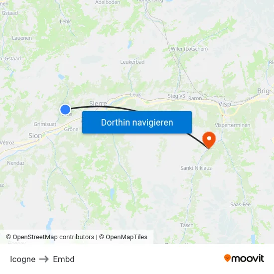 Icogne to Embd map