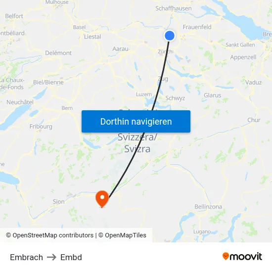 Embrach to Embd map