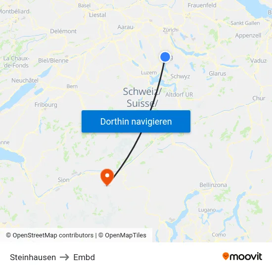 Steinhausen to Embd map