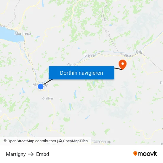 Martigny to Embd map