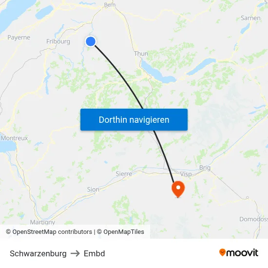 Schwarzenburg to Embd map