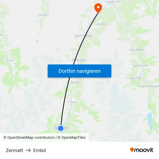 Zermatt to Embd map