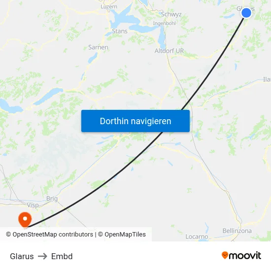 Glarus to Embd map