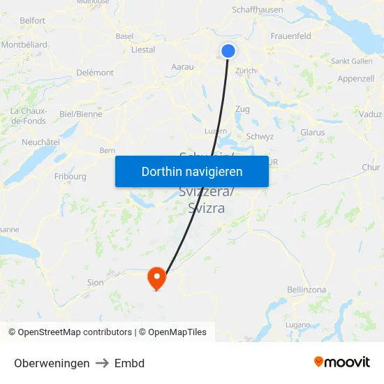 Oberweningen to Embd map