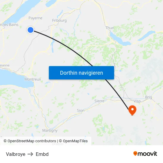 Valbroye to Embd map