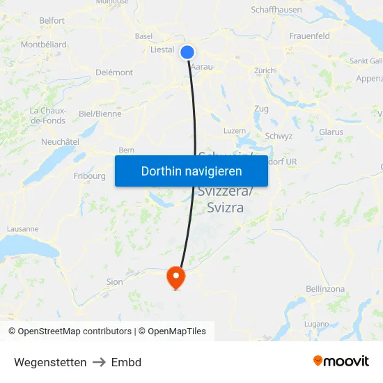 Wegenstetten to Embd map