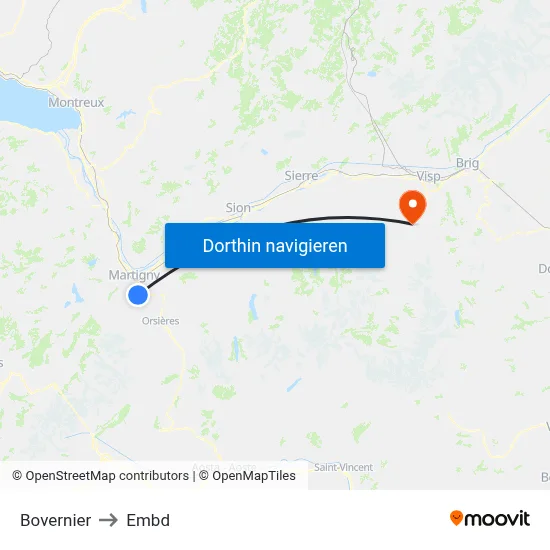 Bovernier to Embd map