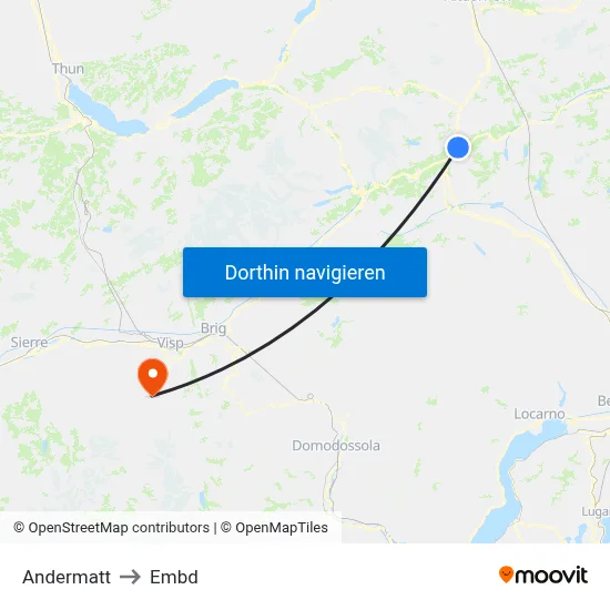 Andermatt to Embd map