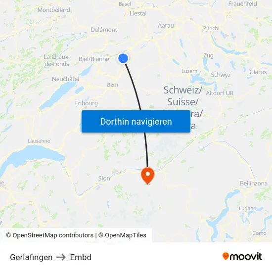 Gerlafingen to Embd map