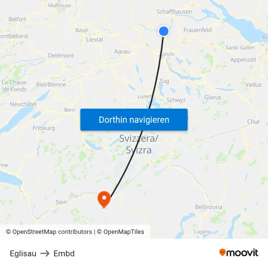 Eglisau to Embd map
