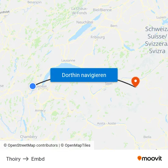 Thoiry to Embd map