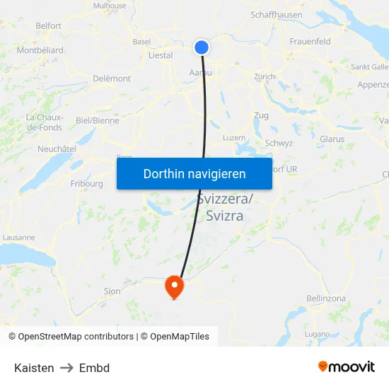 Kaisten to Embd map