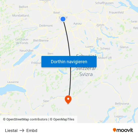 Liestal to Embd map
