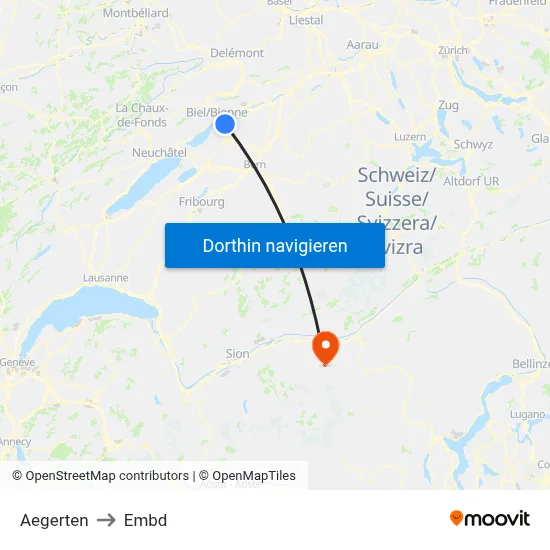 Aegerten to Embd map