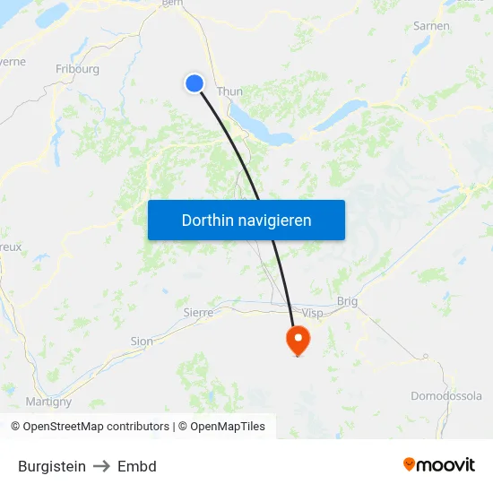 Burgistein to Embd map
