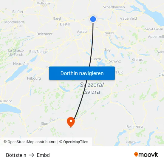 Böttstein to Embd map