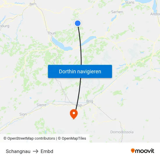 Schangnau to Embd map
