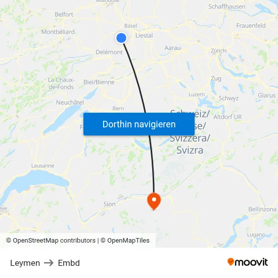 Leymen to Embd map
