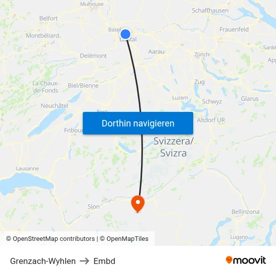 Grenzach-Wyhlen to Embd map