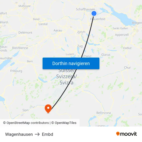 Wagenhausen to Embd map