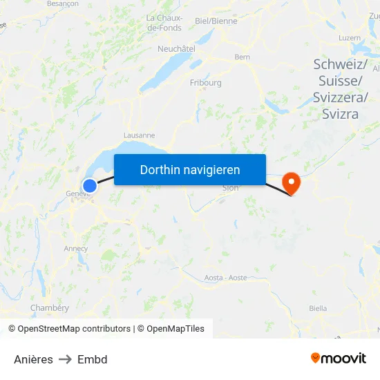 Anières to Embd map