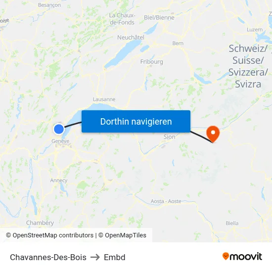 Chavannes-Des-Bois to Embd map